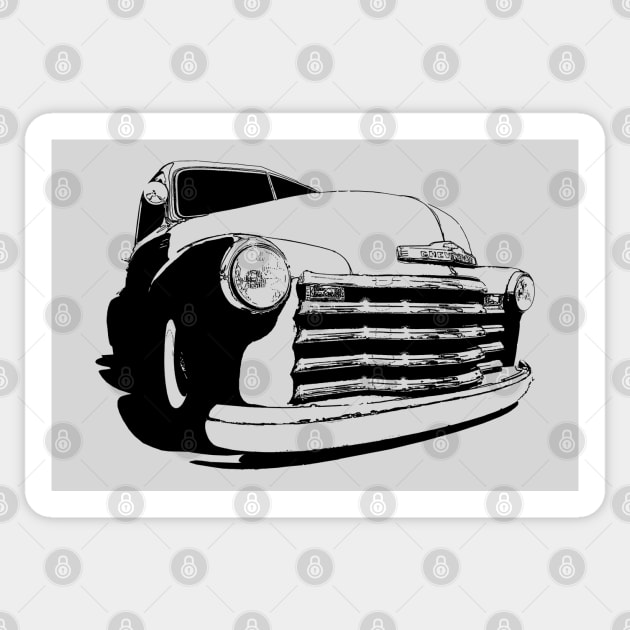 Chevy 3100 Pickup - stylized monochrome Sticker by mal_photography